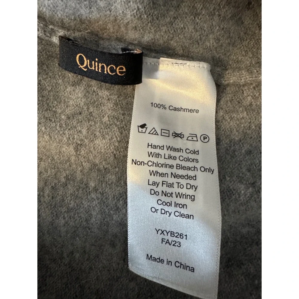 Quince Mongolian Cashmere Poncho Heather Grey V-Neck Wrap One Size YXYB261